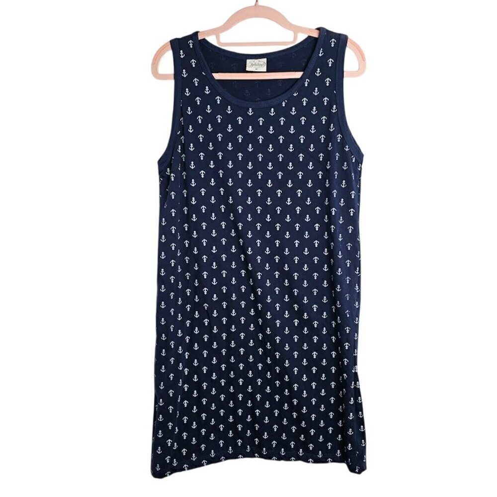 MASTRO BIANCO Dress size M NAVY BLUE WHITE ANCHORS Coastal Beachy Cruise Wear
